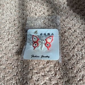 Red Butterfly Hair Clips